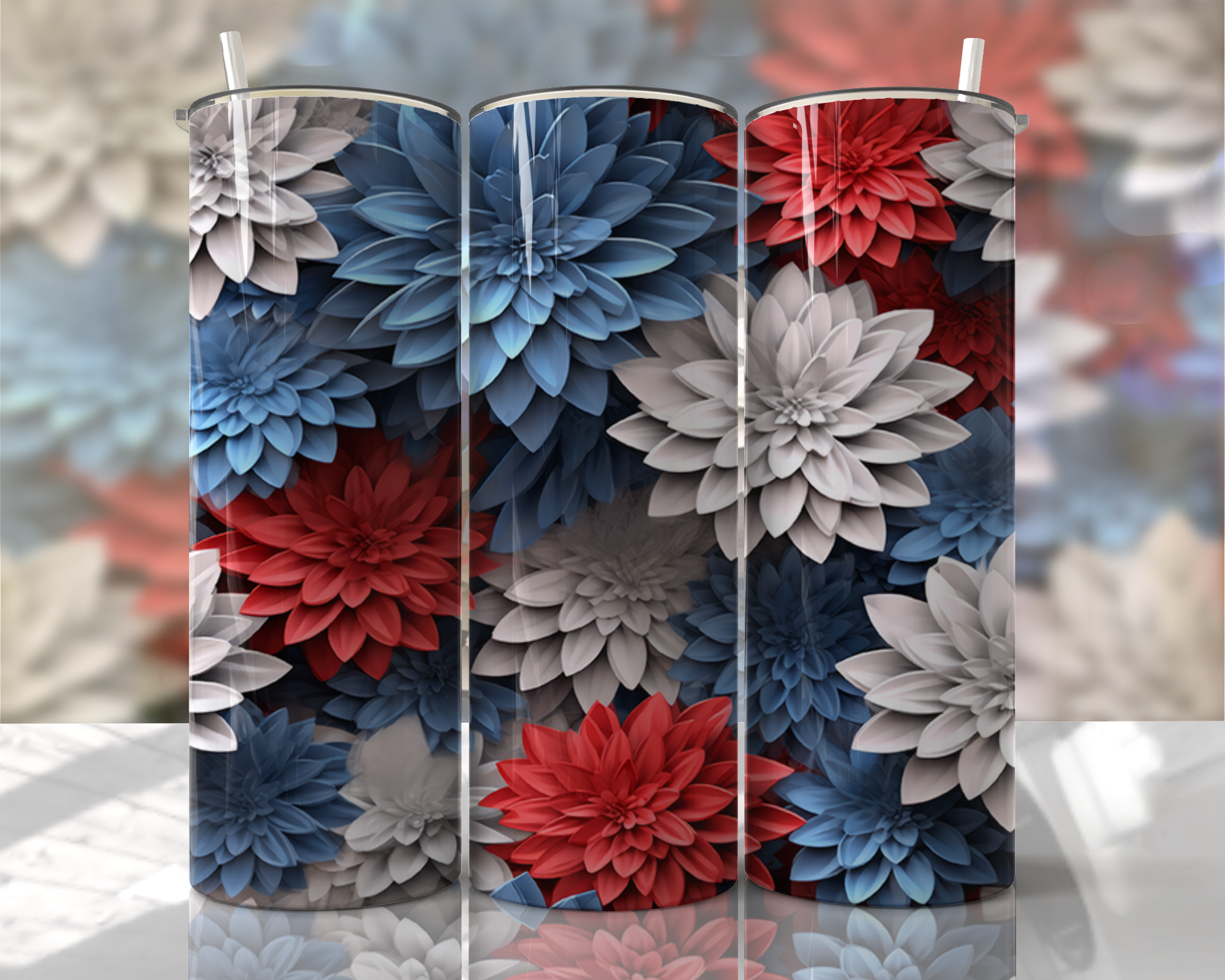 Stunning 3D Floral 4 in 1 Can Cooler and Tumbler - 60 Designs