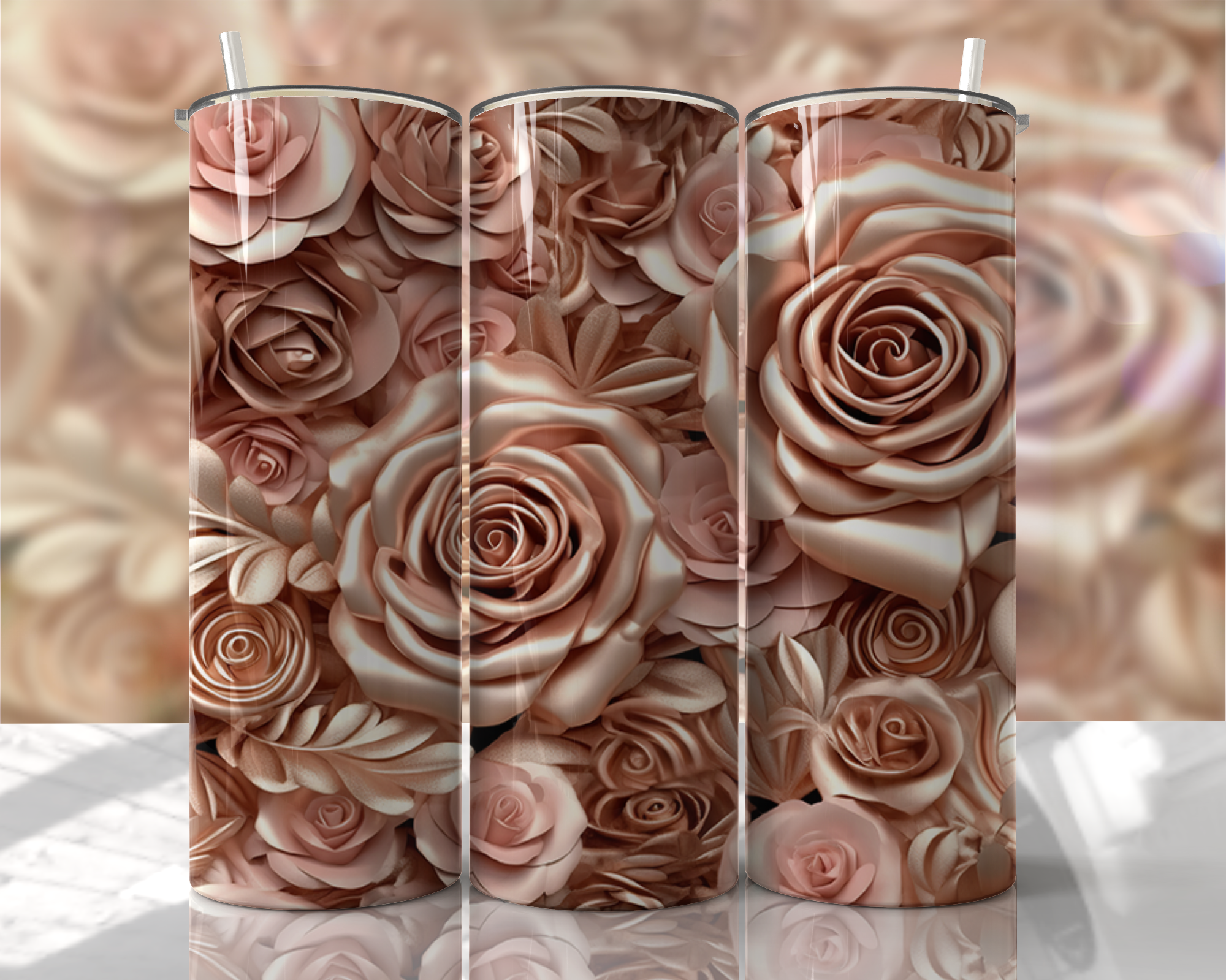 Stunning 3D Floral 4 in 1 Can Cooler and Tumbler - 60 Designs