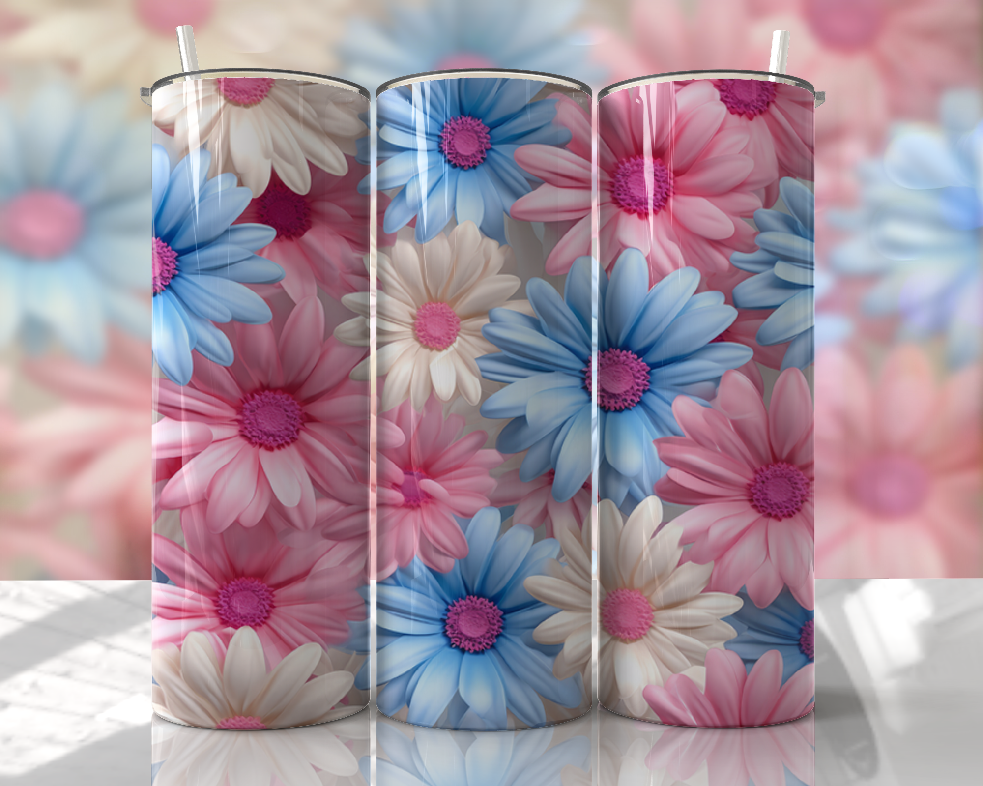 Stunning 3D Floral 4 in 1 Can Cooler and Tumbler - 60 Designs