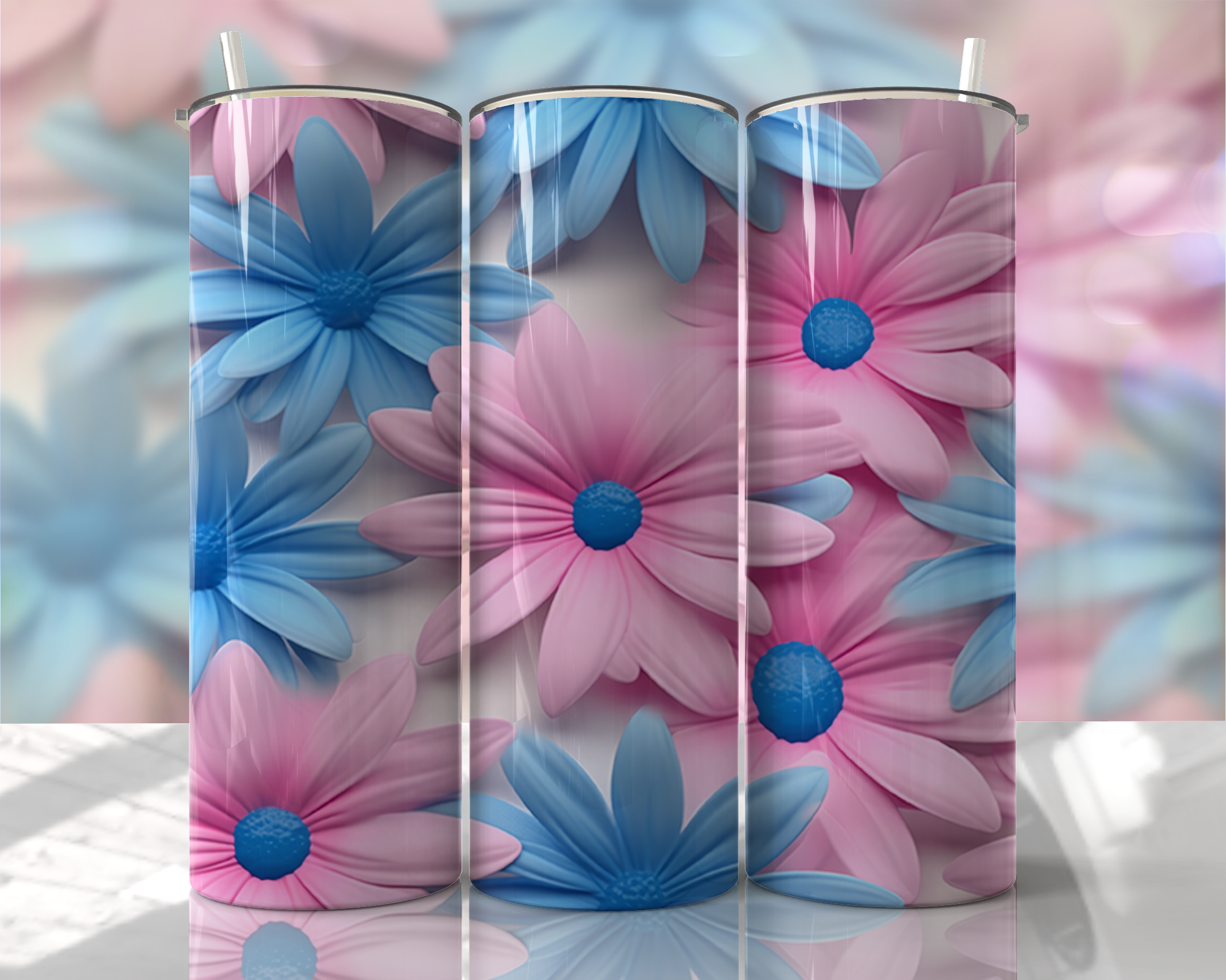 Stunning 3D Floral 4 in 1 Can Cooler and Tumbler - 60 Designs