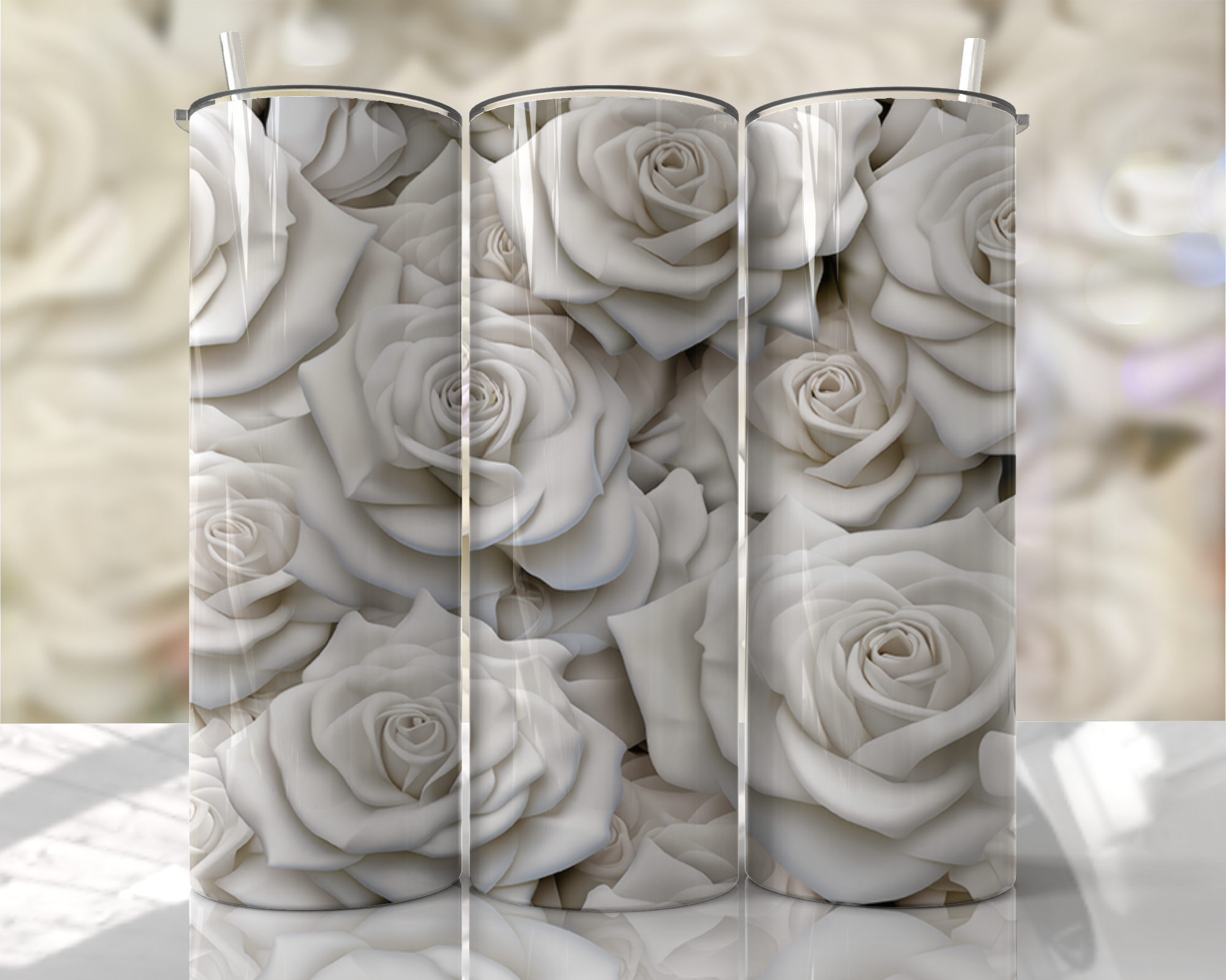 Stunning 3D Floral 4 in 1 Can Cooler and Tumbler - 60 Designs