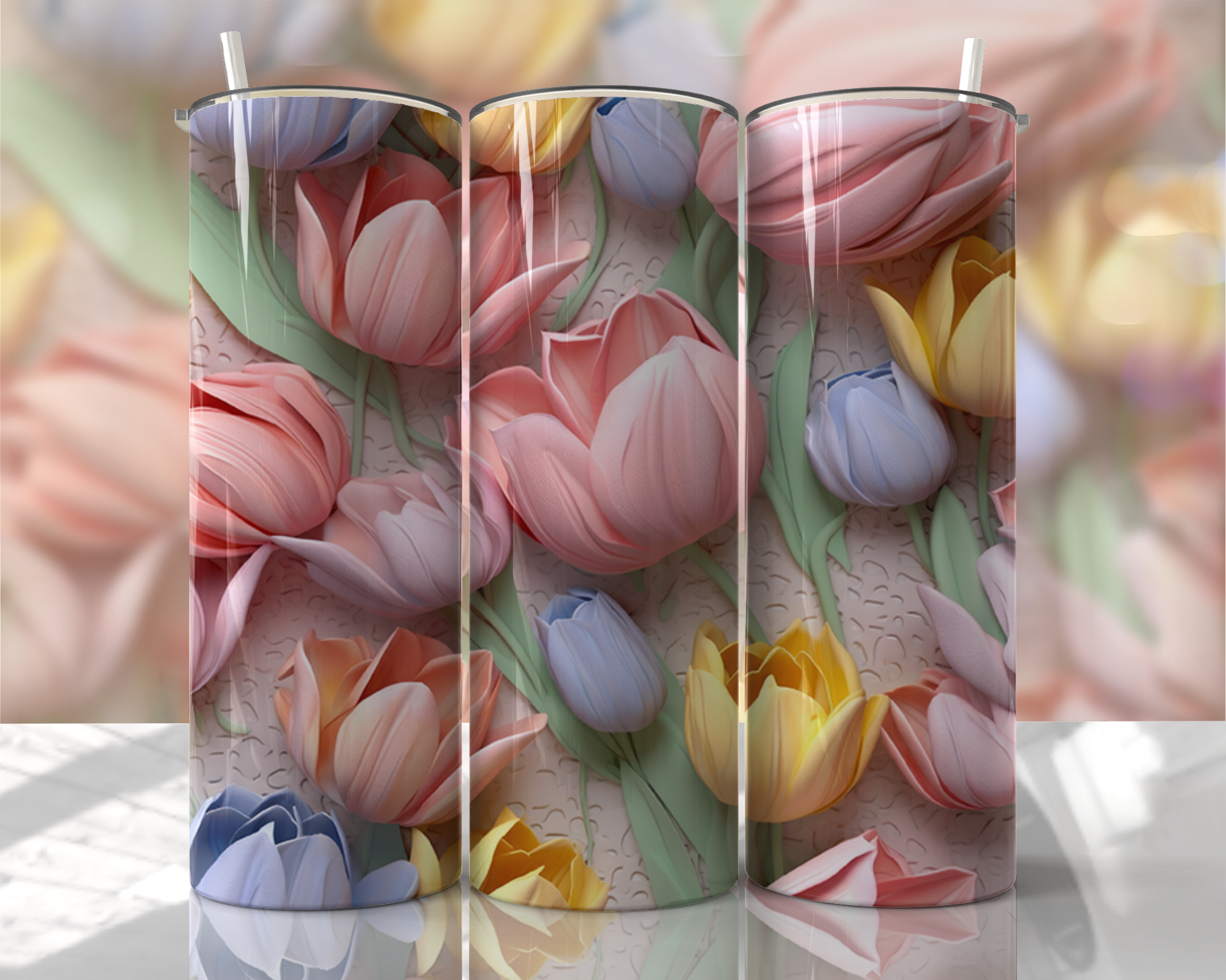 Stunning 3D Floral 4 in 1 Can Cooler and Tumbler - 60 Designs
