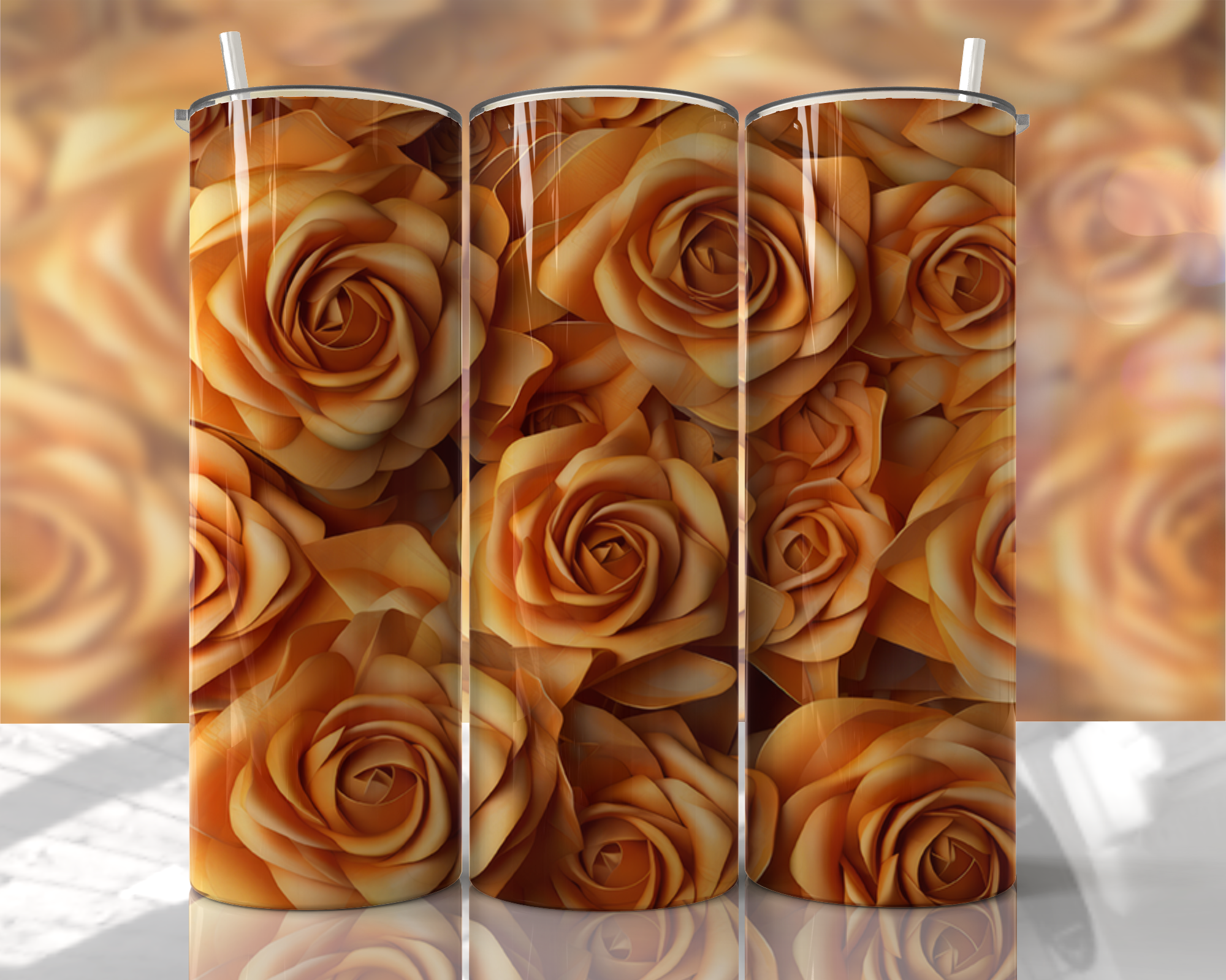 Stunning 3D Floral 4 in 1 Can Cooler and Tumbler - 60 Designs