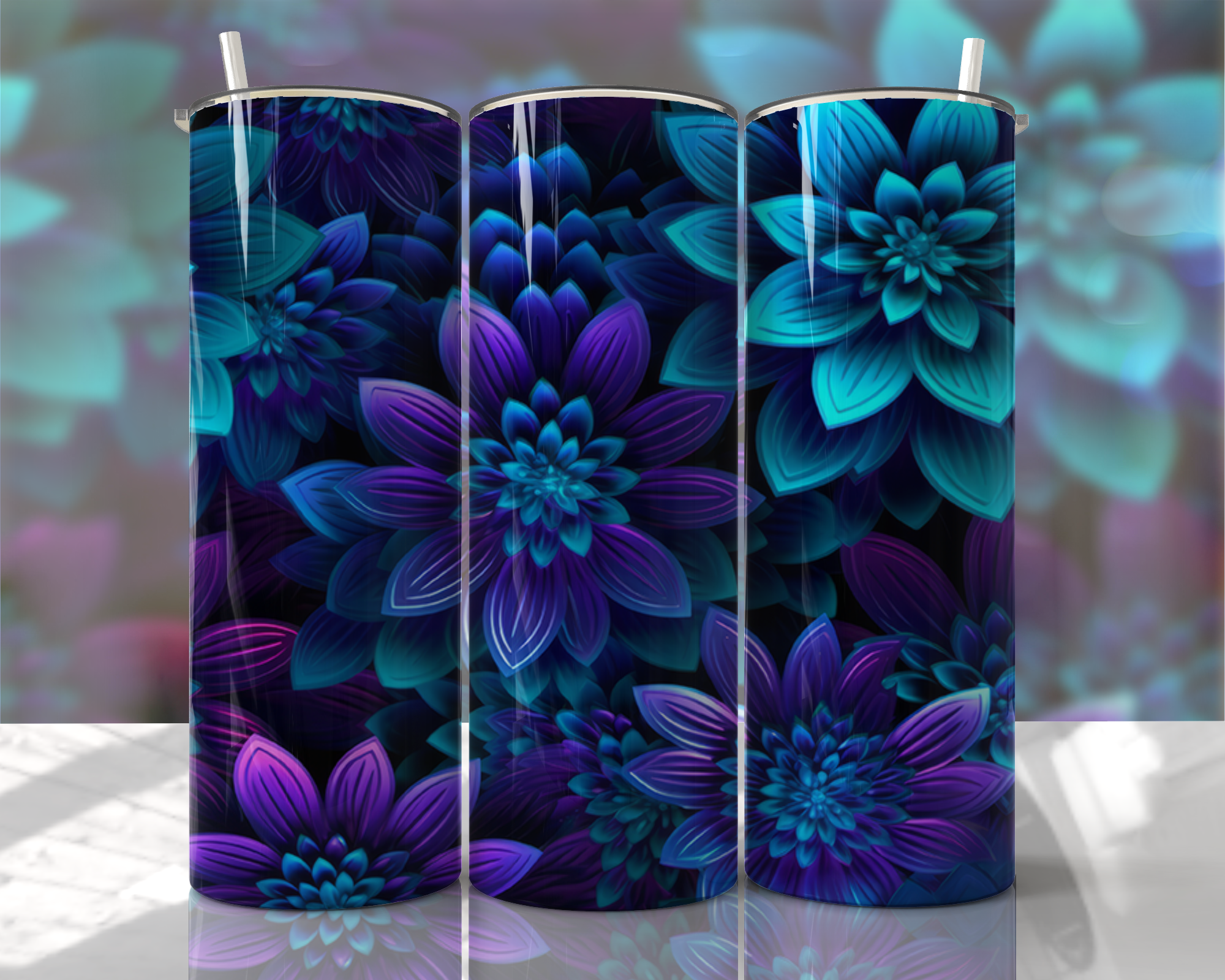 Stunning 3D Floral 4 in 1 Can Cooler and Tumbler - 60 Designs
