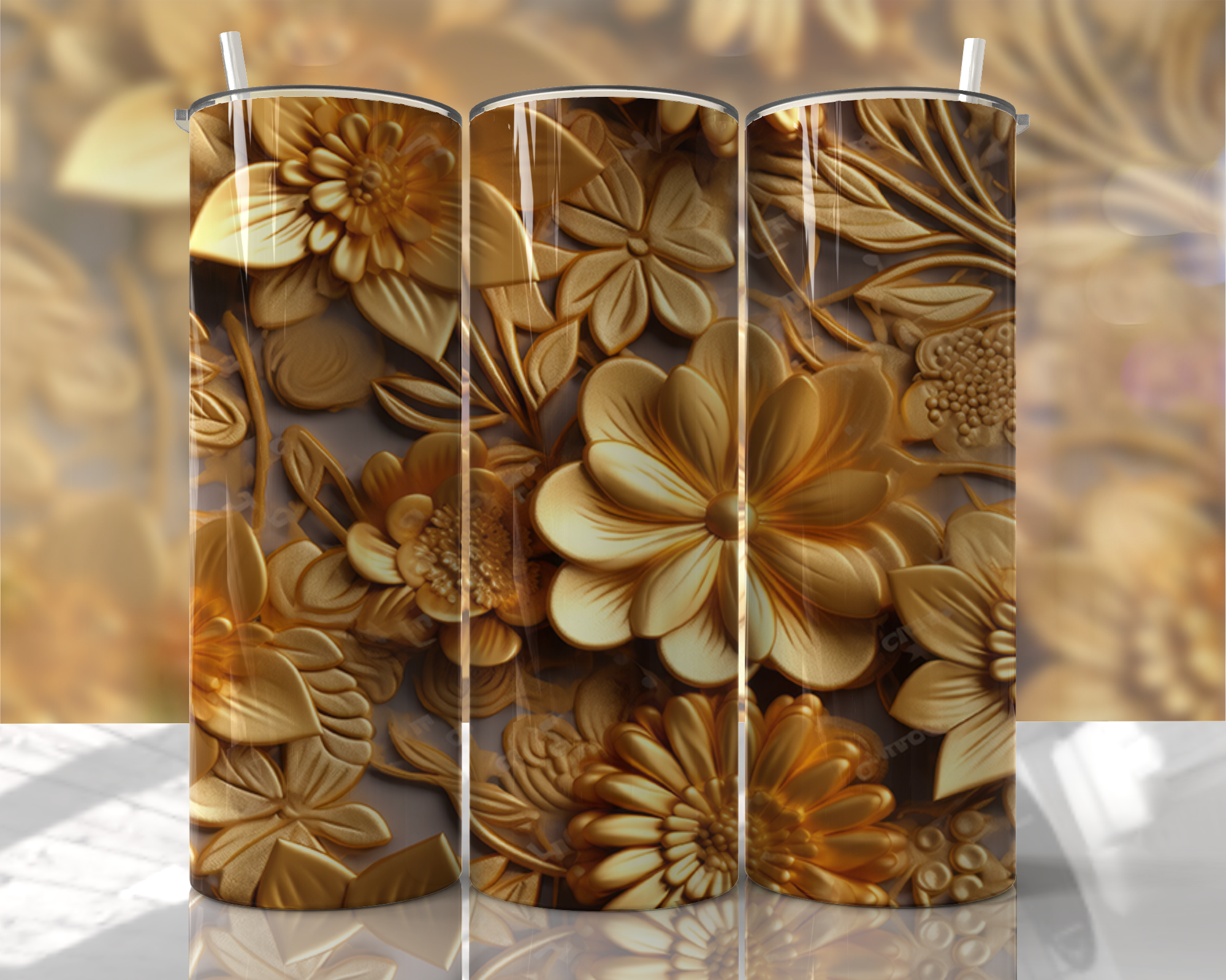 Stunning 3D Floral 4 in 1 Can Cooler and Tumbler - 60 Designs