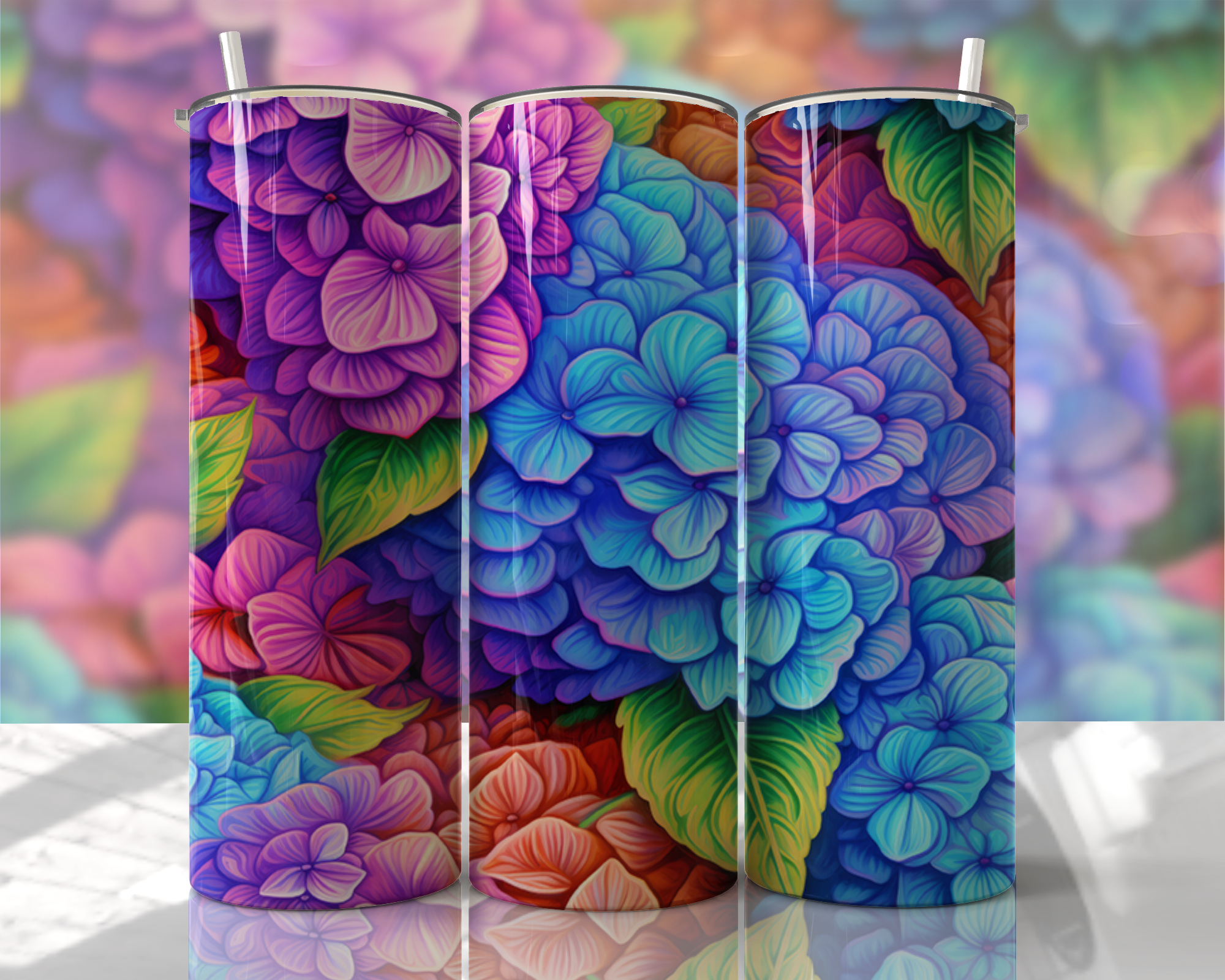 Stunning 3D Floral 4 in 1 Can Cooler and Tumbler - 60 Designs