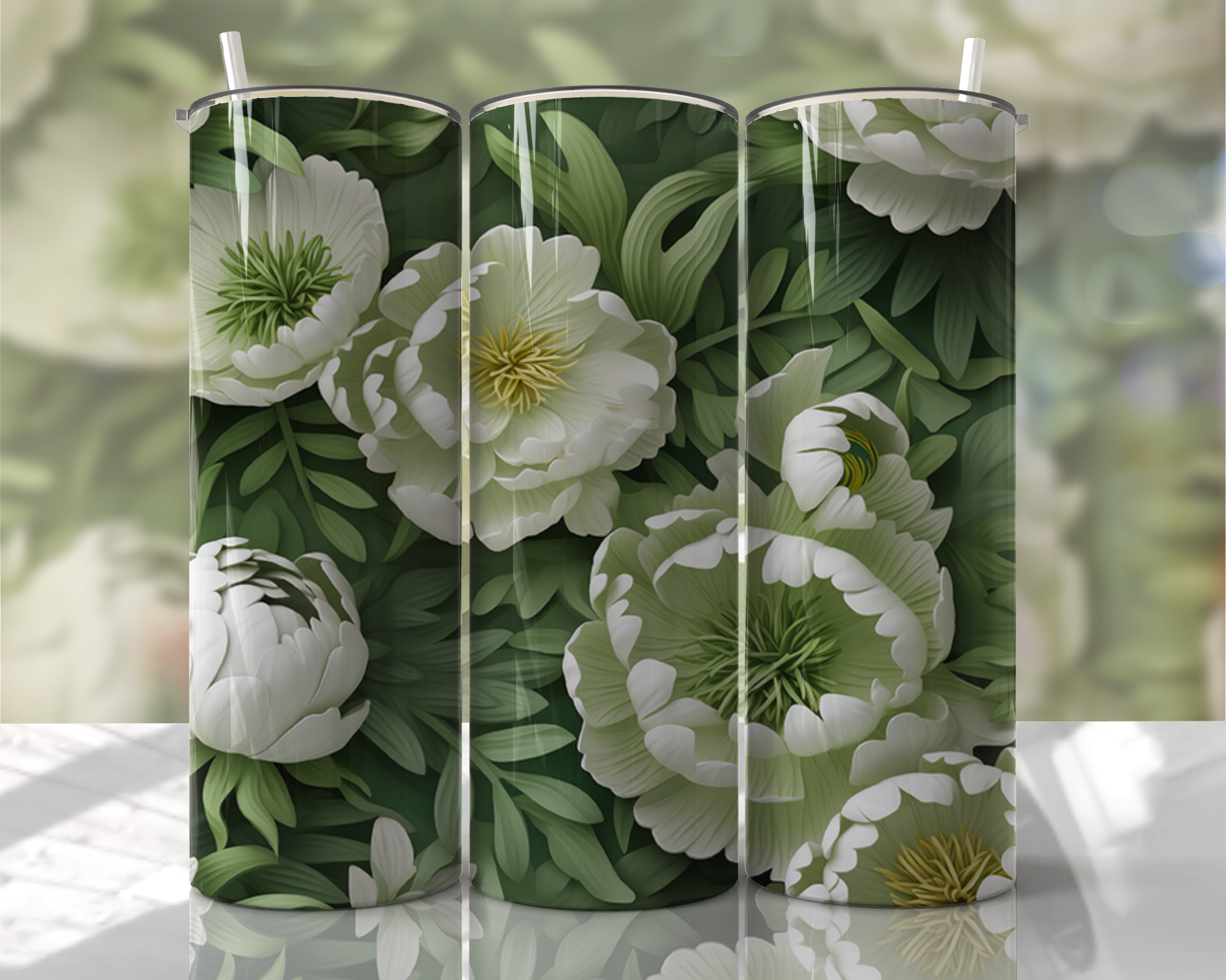 Stunning 3D Floral 4 in 1 Can Cooler and Tumbler - 60 Designs