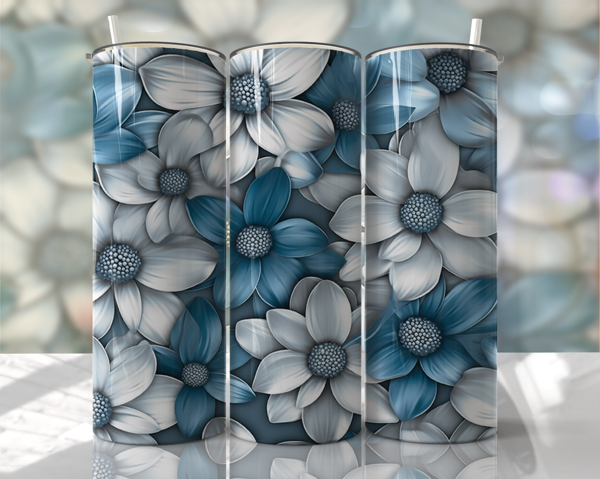 Stunning 3D Floral 4 in 1 Can Cooler and Tumbler - 60 Designs