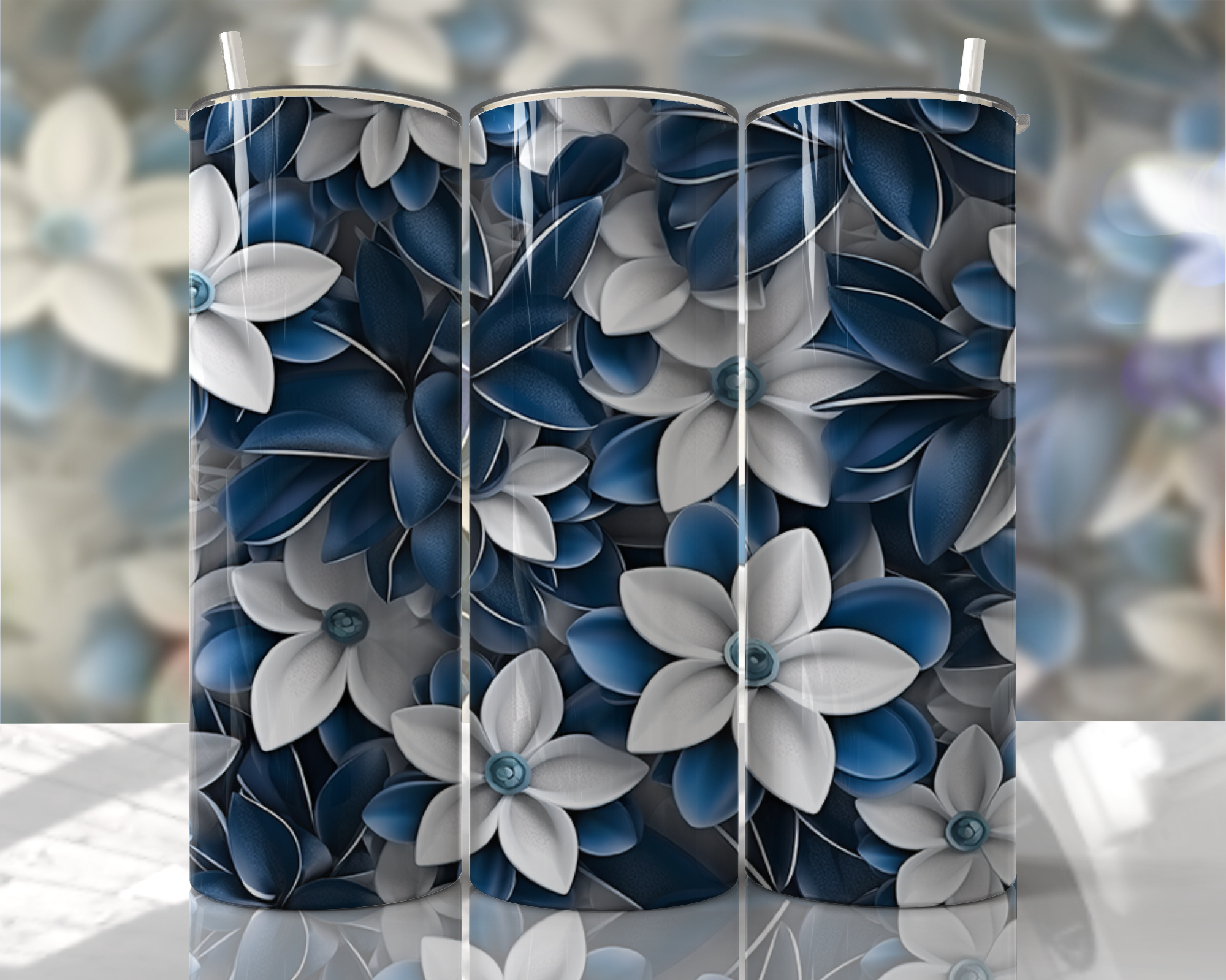 Stunning 3D Floral 4 in 1 Can Cooler and Tumbler - 60 Designs