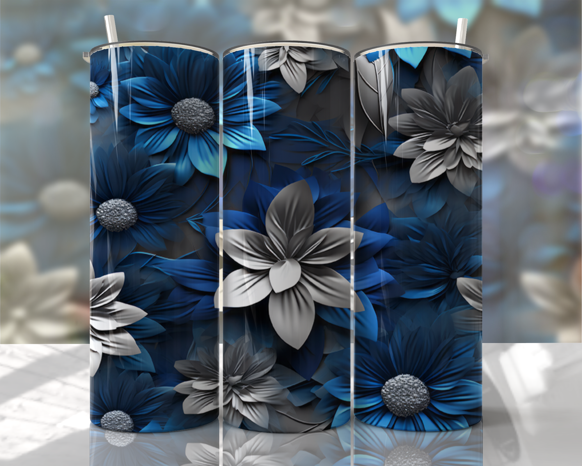 Stunning 3D Floral 4 in 1 Can Cooler and Tumbler - 60 Designs