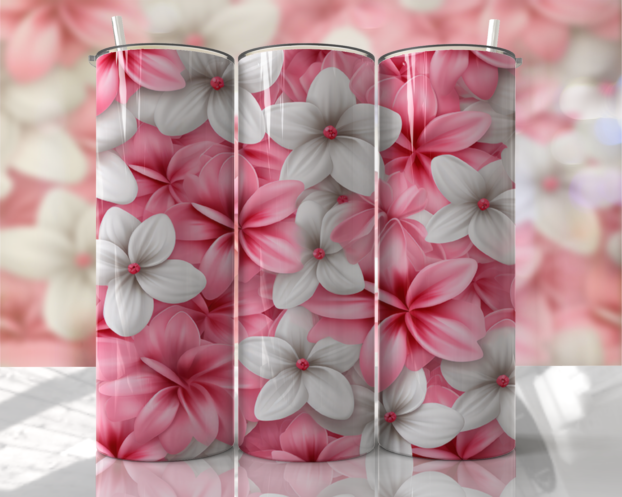 Stunning 3D Floral 4 in 1 Can Cooler and Tumbler - 60 Designs
