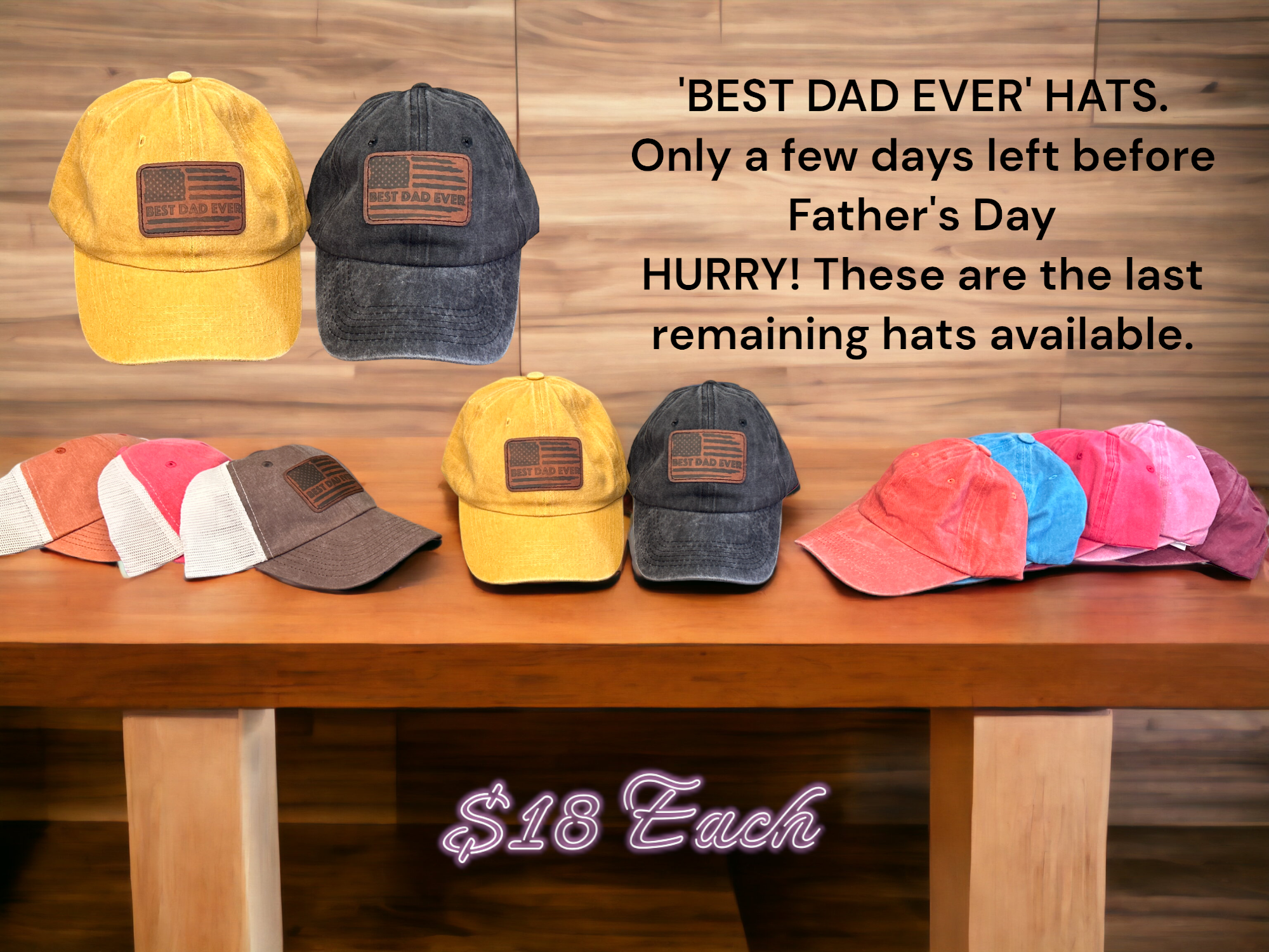 'Best Dad Ever' Baseball Caps - Available in Multiple Colors