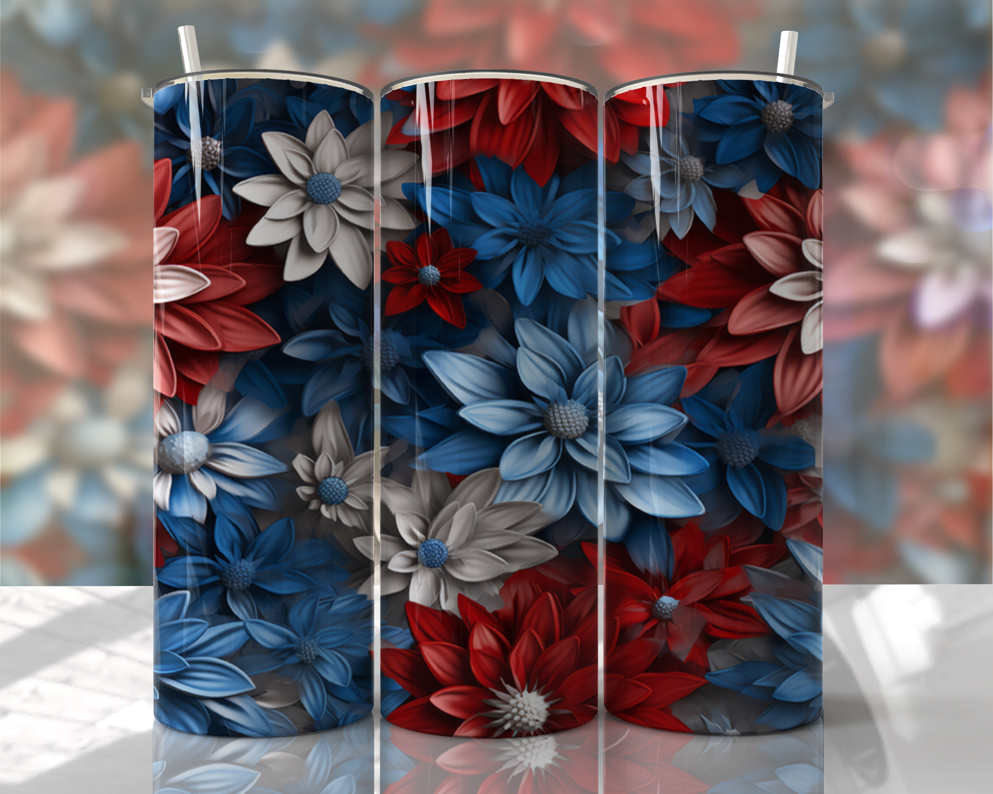 Stunning 3D Floral 4 in 1 Can Cooler and Tumbler - 60 Designs