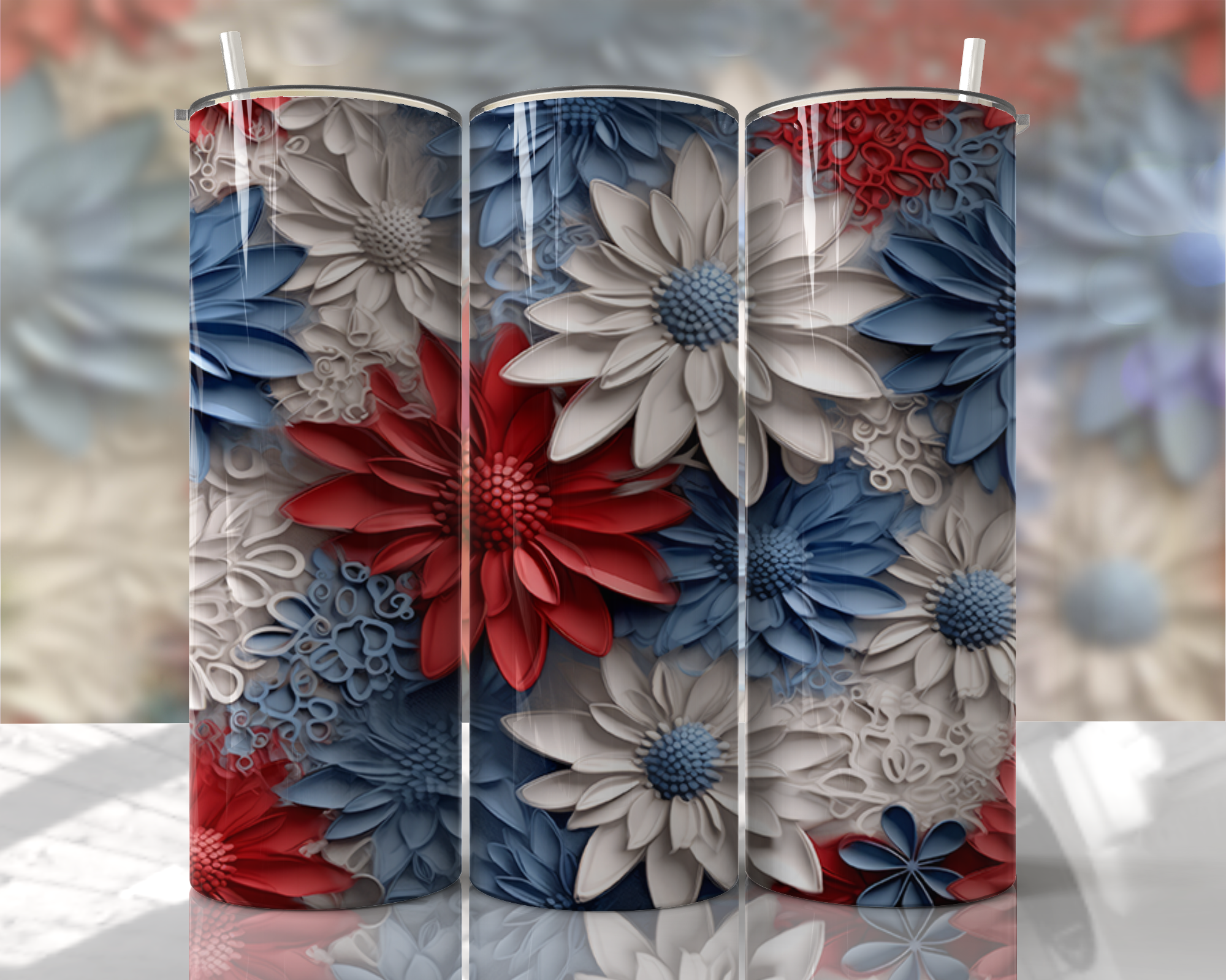 Stunning 3D Floral 4 in 1 Can Cooler and Tumbler - 60 Designs
