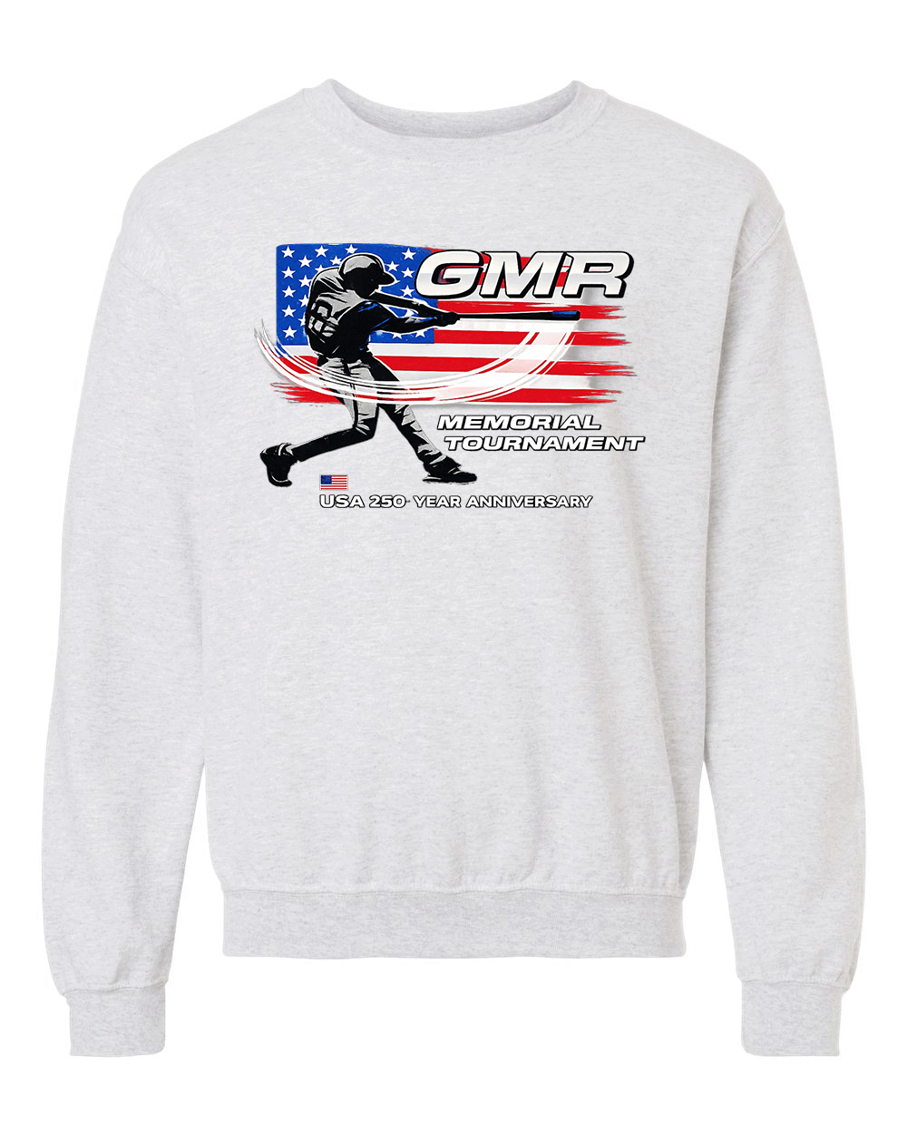 GMR Baseball Tournament Crewneck Sweatshirt - Beautiful Patriotic 4 Color Imprint
