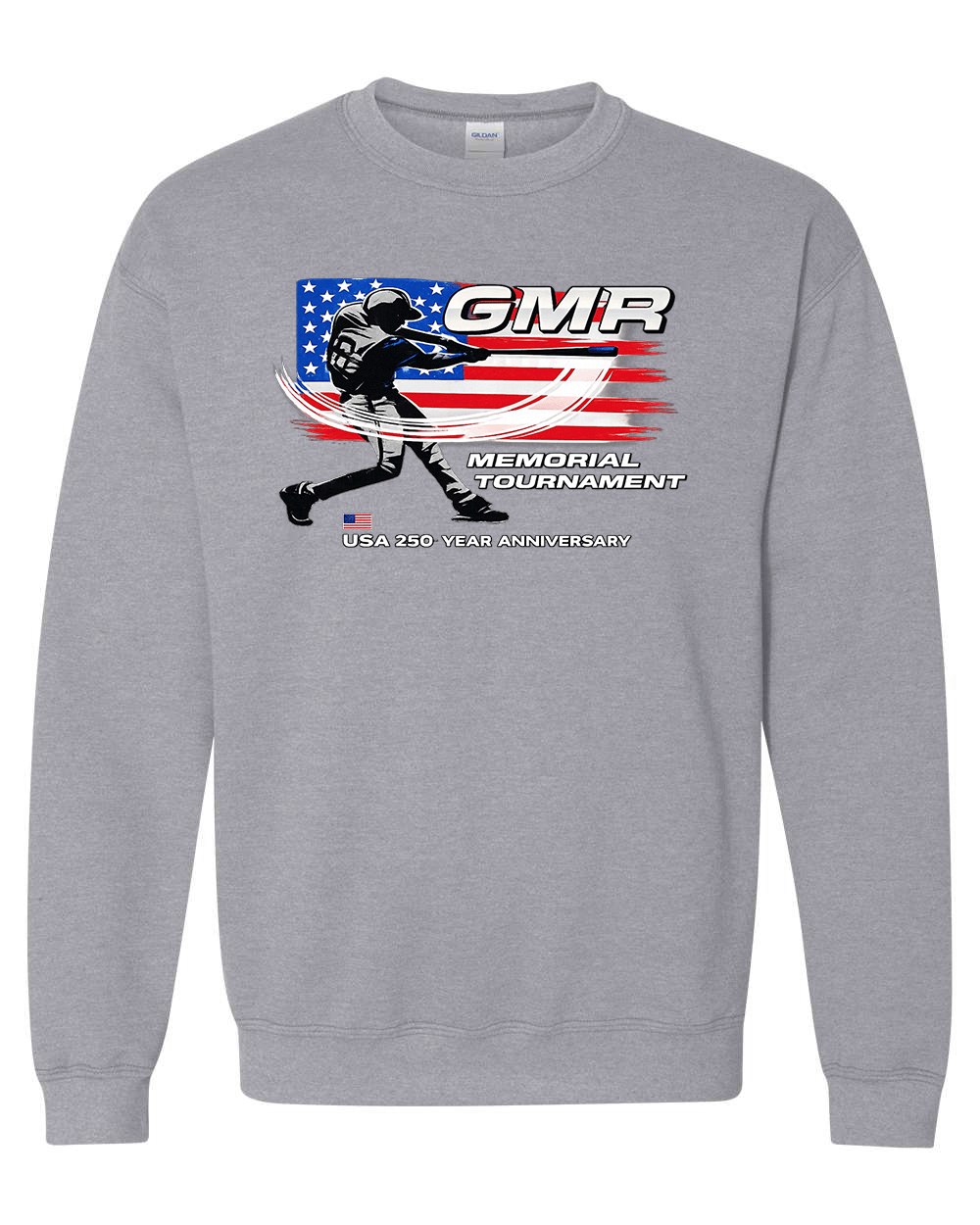 GMR Baseball Tournament Crewneck Sweatshirt - Beautiful Patriotic 4 Color Imprint